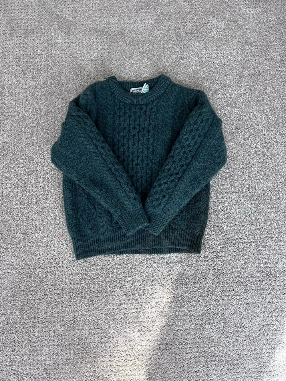 Unisex Cable Knit Crewneck 100% Wool Sweater
